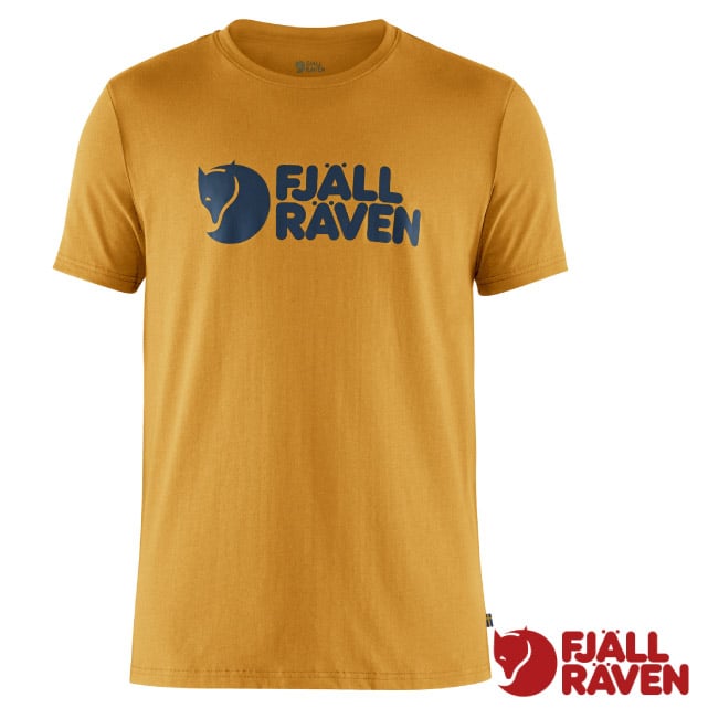 【Fjallraven 小狐狸】男 Fjällräven Logo吸濕彈性有機棉混紡短袖圓領衫/87310-160 赭黃✿30E010